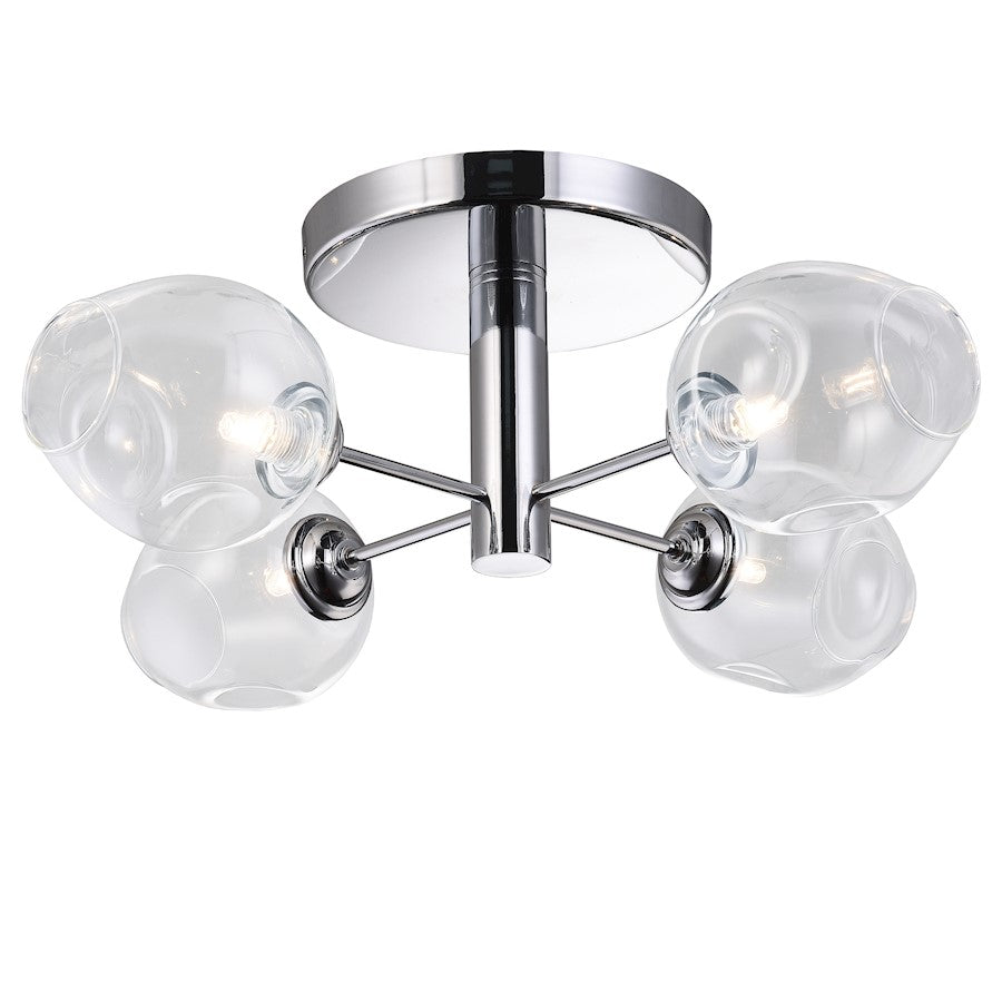 Dainolite Abii 20in 4-Light Semi-Flush Mount | Transitional Polished Chrome and Clear Glass | Living Room & Dining Room | Damp Rated | Model ABI-204SF-PC