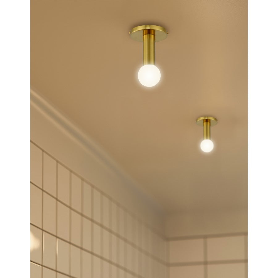 Dainolite Adams 5in 1-Light Flush Mount | Transitional Aged Brass | Hallway & Closet | 4.75 x 4.75 x 4.25 in | Model ADS-41FH-AGB