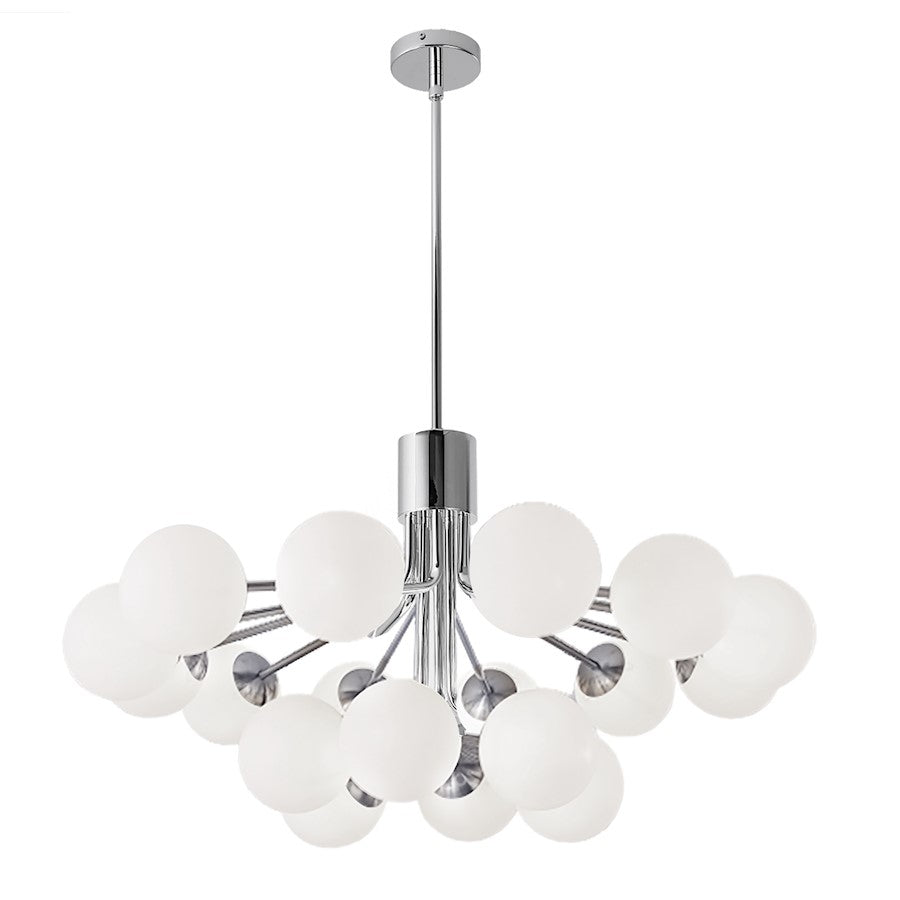 Dainolite Amanda 36in 18-Light Chandelier | Contemporary Polished Chrome and Opal White Glass | Dining Room & Living Room | Model AMA-3618C-PC