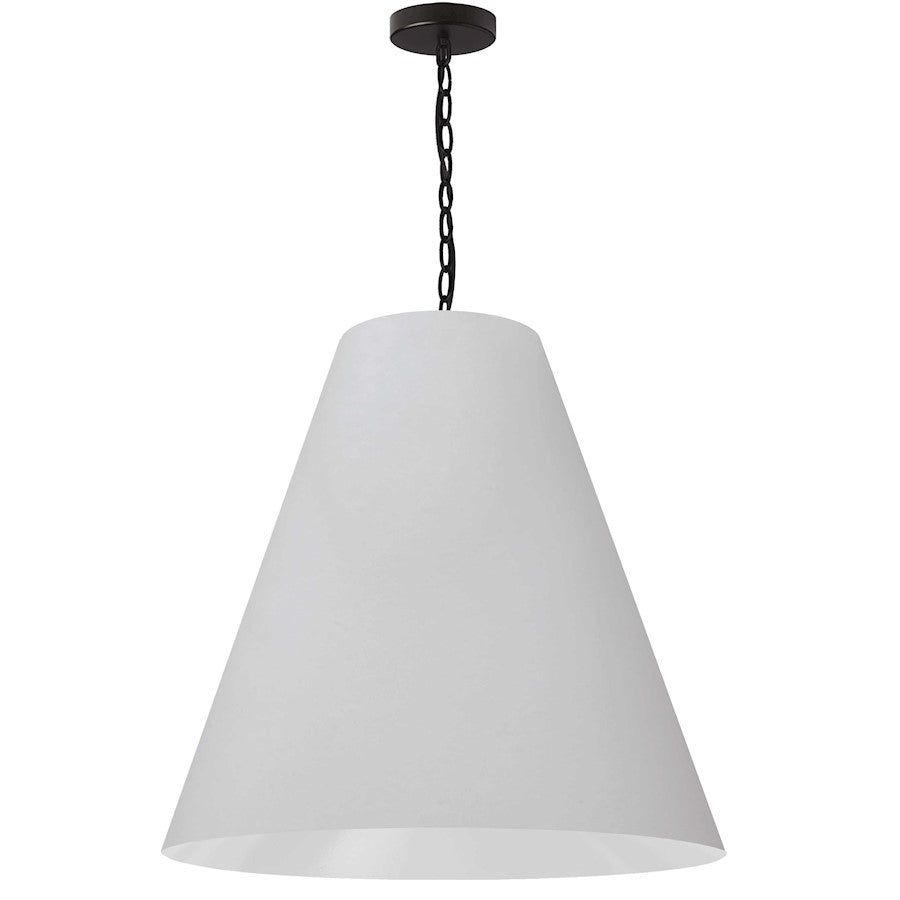 Dainolite Anaya 26in 1-Light Pendant | Transitional White Fabric and Matte Black Metal | Kitchen Island & Dining Room | 26 x 26 x 24 | Model ANA-L-MB-790