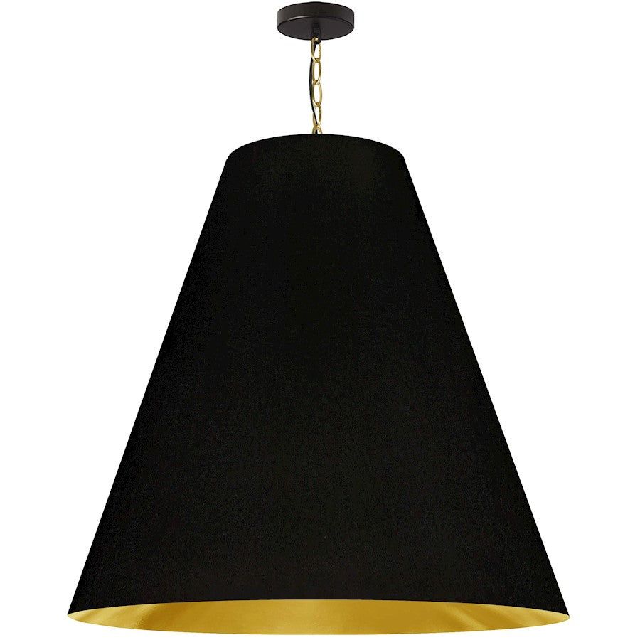 Dainolite Anaya 32in 1-Light Pendant | Transitional Black/Gold Fabric and Aged Brass Metal | Kitchen Island & Dining Room | 32 x 32 | Model ANA-XL-AGB-698