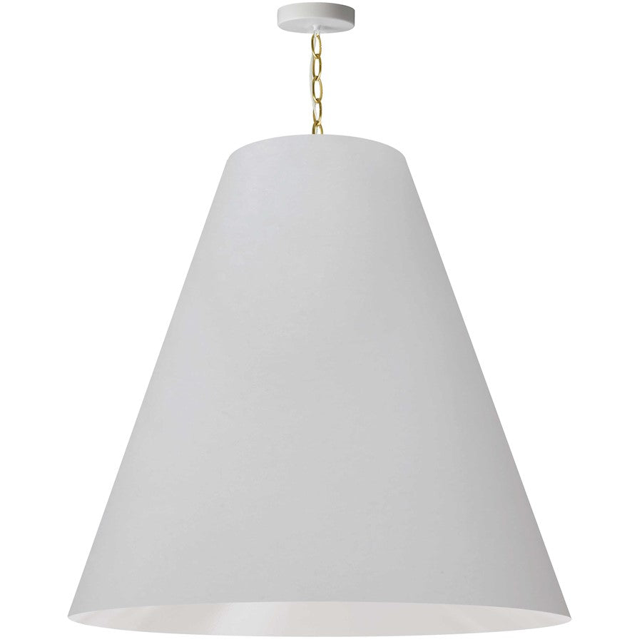 Dainolite Anaya 32in 1-Light Pendant | Transitional Aged Brass and White Fabric | Kitchen, Foyer & Living Room | 32 x 32 x 30 in | Model ANA-XL-AGB-790