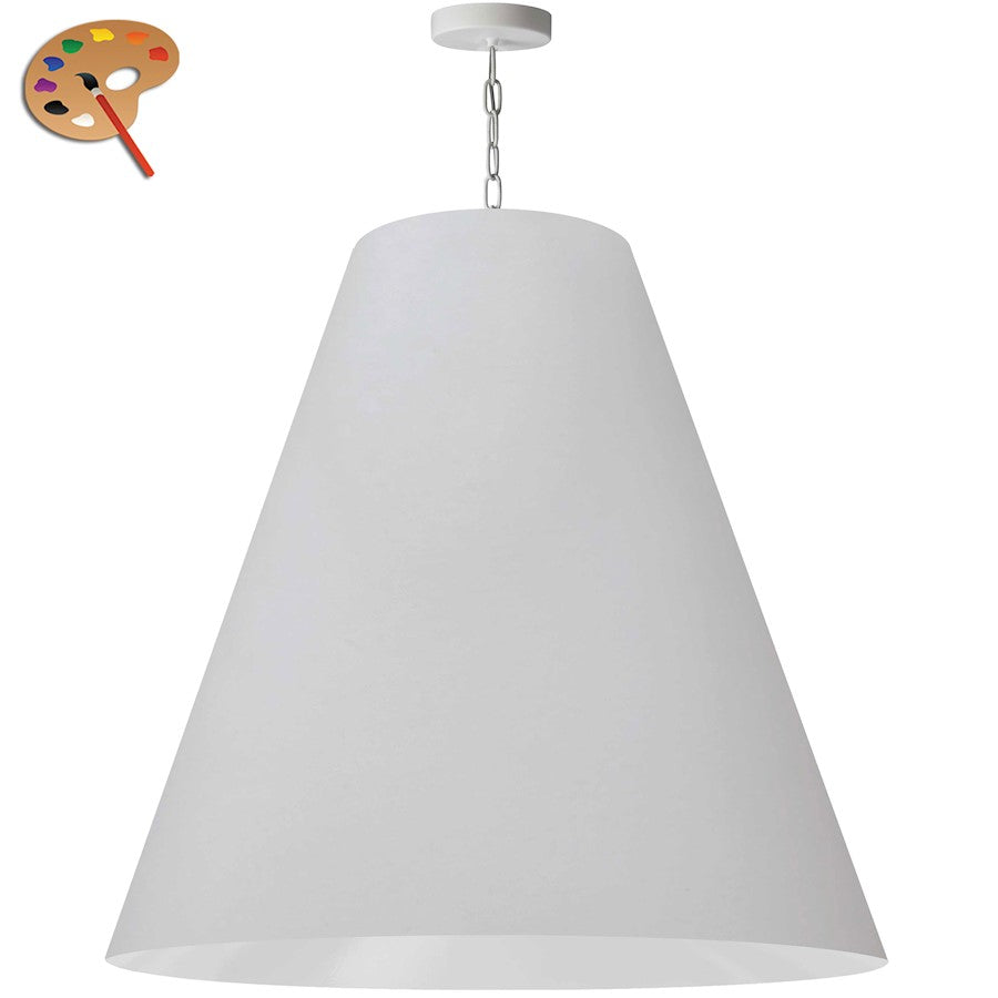 Dainolite Anaya 32in 1-Light Pendant | Transitional White Fabric and Matte White Metal | Kitchen Island & Dining Room | 32 x 32 x 30 | Model ANA-XL-MW-790