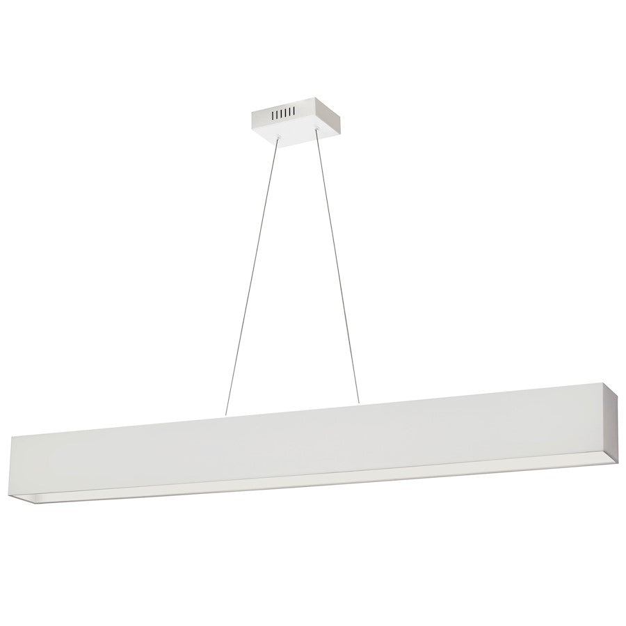 Dainolite Aubrey 51in 1-Light Rectangle Pendant | Modern White Fabric and Matte White Metal | Kitchen Island & Dining Room | Model AUB-S5130HP-MW-790
