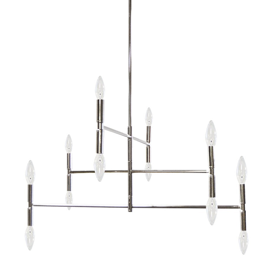 Dainolite Ava 31in 12-Light Chandelier | Polished Chrome and Satin Chrome Metal | Kitchen & Dining Room | 31 x 4 x 13 in | Model AVA-3012C-PC