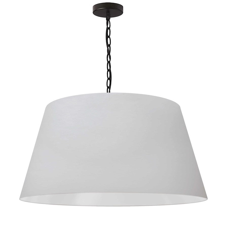 Dainolite Brynn 26in 1-Light Pendant | Transitional Matte White Fabric and Matte Black Metal | Kitchen Island & Dining Room | 26 x 26 | Model BRY-L-BK-790