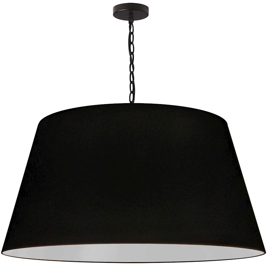 Dainolite Brynn 32in 1-Light Pendant | Transitional Black Metal and Silver Fabric Shade | Kitchen Island & Dining Room | 32 x 32 x | Model BRY-XL-BK-797