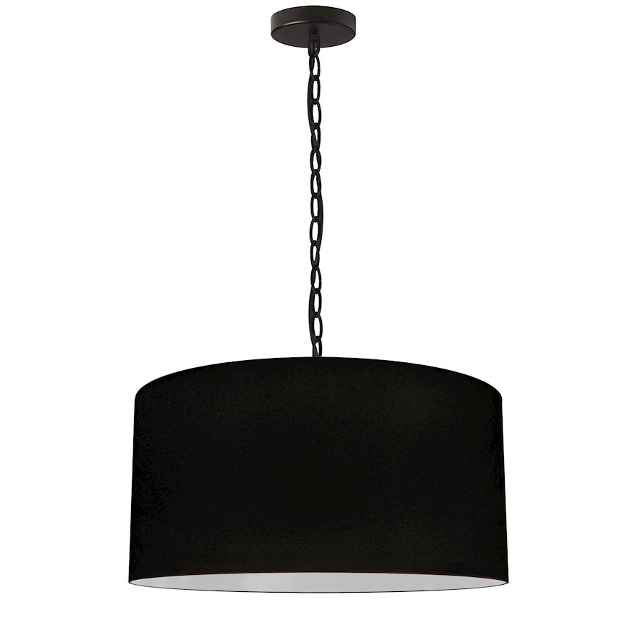 Dainolite Braxton 20in 1-Light Pendant | Transitional Matte Black Fabric and Matte Black Metal | Kitchen Island & Dining Room | 20 x | Model BXN-M-BK-797