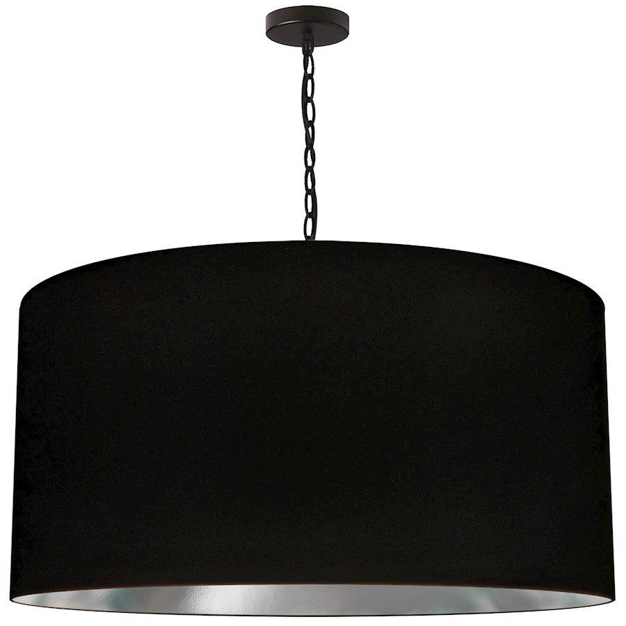 Dainolite Braxton 32in 1-Light Pendant | Transitional Black Fabric Shade and Matte Black Metal | Kitchen Island & Dining Room | 32 x | Model BXN-XL-BK-697
