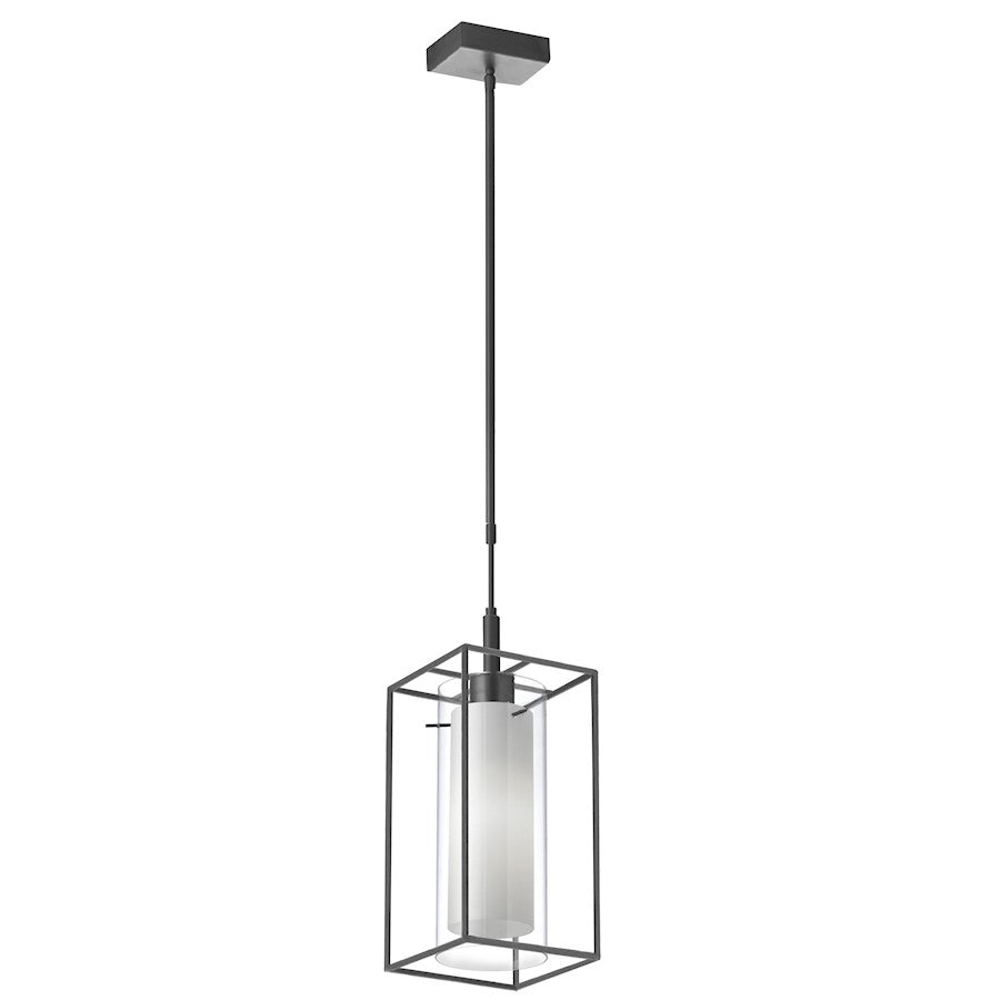 Dainolite Cubo 6in 1-Light Pendant | Modern Matte Black Metal and Clear & Frosted Glass | Kitchen Island & Dining Room | 6 x 6 x 12.5 in | Model CBE-61P-MB