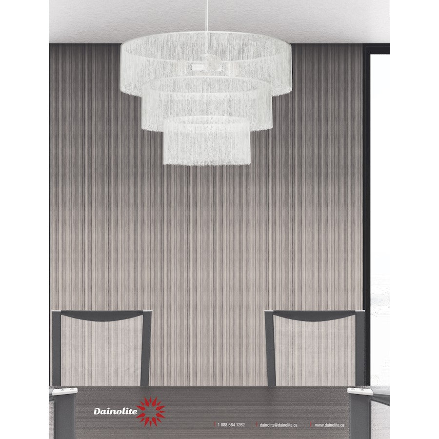 Dainolite Cadelaria 40in 4-Light Chandelier | Transitional Matte White and White String | Foyer & Dining Room | 40 x 40 x 25 in | Model CDL-404C-MW-WH