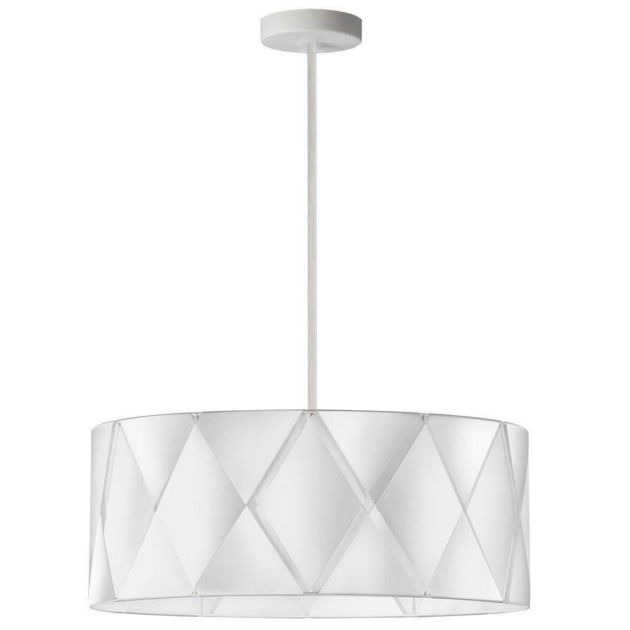 Dainolite Cardano 30in 4-Light Chandelier | Transitional White Metal and White Ribbon | Dining Room & Living Room | 30 x 30 x 10 in | Model CDO2-304C-MW-WH
