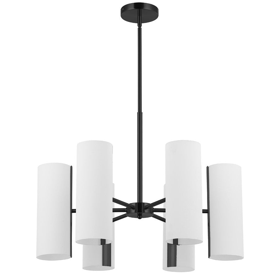 Dainolite Cleta 24in 6-Light Chandelier | Contemporary Matte Black and White Glass | Kitchen Island & Dining Room | Model CEA-246C-MB