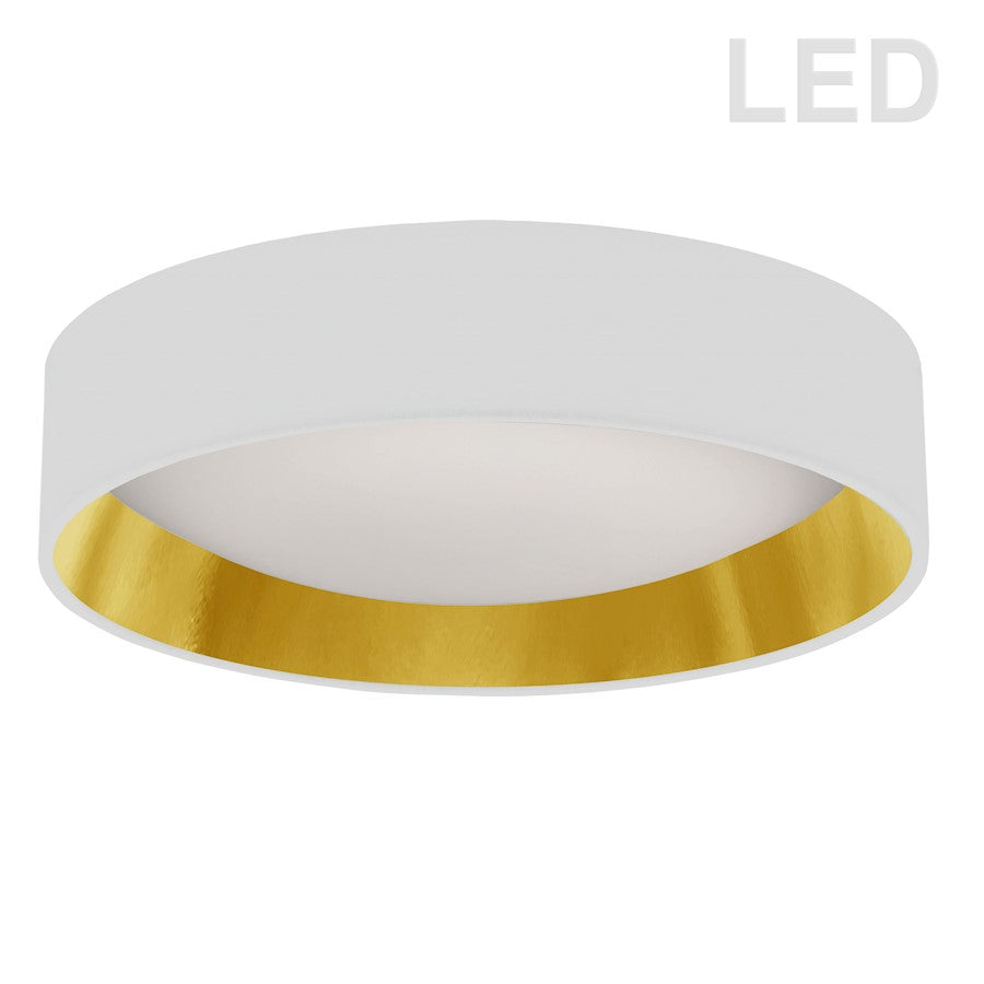 Dainolite CFLD-1522-692 15in 1-Light Flush Mount | Modern White/Gold Fabric and Polished Chrome Acrylic | Bedroom & Hallway | 15 x | Model CFLD-1522-692