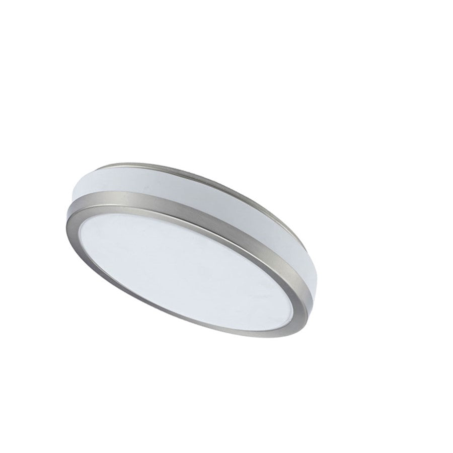 Dainolite CFLED-6008-SC 8in 1-Light LED Flush Mount | Modern Satin Chrome and Opal White Glass | Bedroom & Hallway Ceiling Light | 8 | Model CFLED-6008-SC