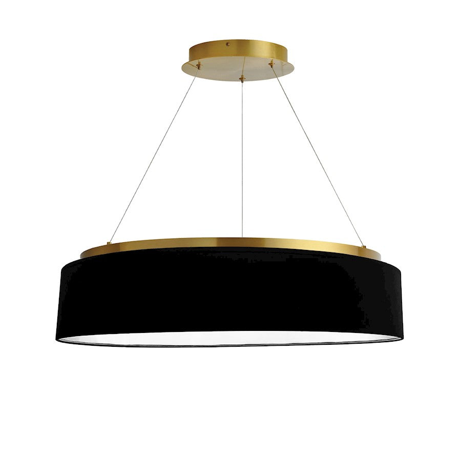 Dainolite Circulo 26in 1-Light Chandelier | Modern Black Fabric and Aged Brass Metal | Dining Room & Kitchen Island | 26 x 26 x | Model CIR-2634C-AGB-797