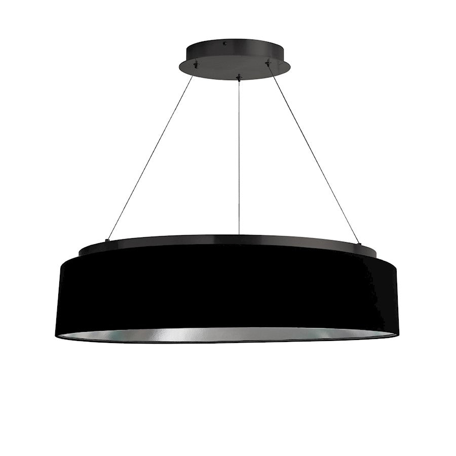 Dainolite Circulo 26in 1-Light Chandelier | Modern Black Fabric and Matte Black Metal | Dining Room & Kitchen Island | 26 x 26 x | Model CIR-2634C-MB-697