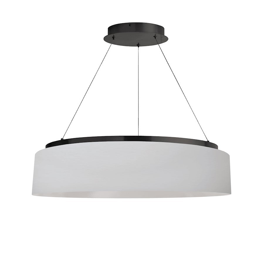 Dainolite Circulo 26in 1-Light Chandelier | Modern White Fabric and Matte Black Metal | Dining Room, Kitchen & Foyer | 26 x 26 x | Model CIR-2634C-MB-790