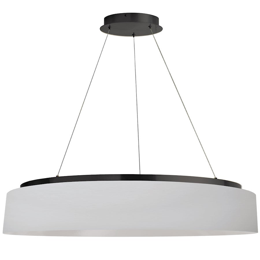 Dainolite Circulo 34in 1-Light Chandelier | Modern White Fabric and Matte Black Metal | Dining Room, Kitchen & Foyer | 34 x 34 x | Model CIR-3463C-MB-790