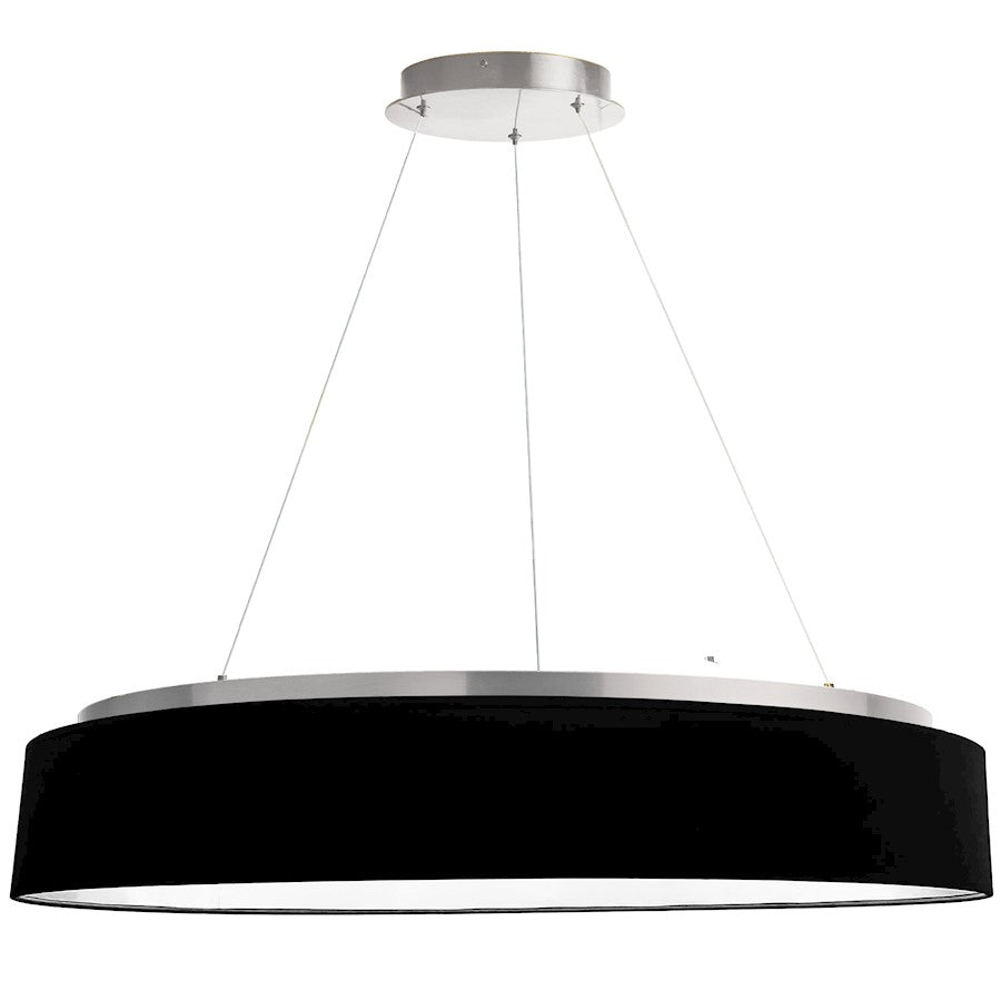 Dainolite Circulo 34in 1-Light Chandelier | Modern Black Fabric and Silver Metal | Kitchen & Dining Room | 34 x 34 x 6 in | Model CIR-3463C-SV-797