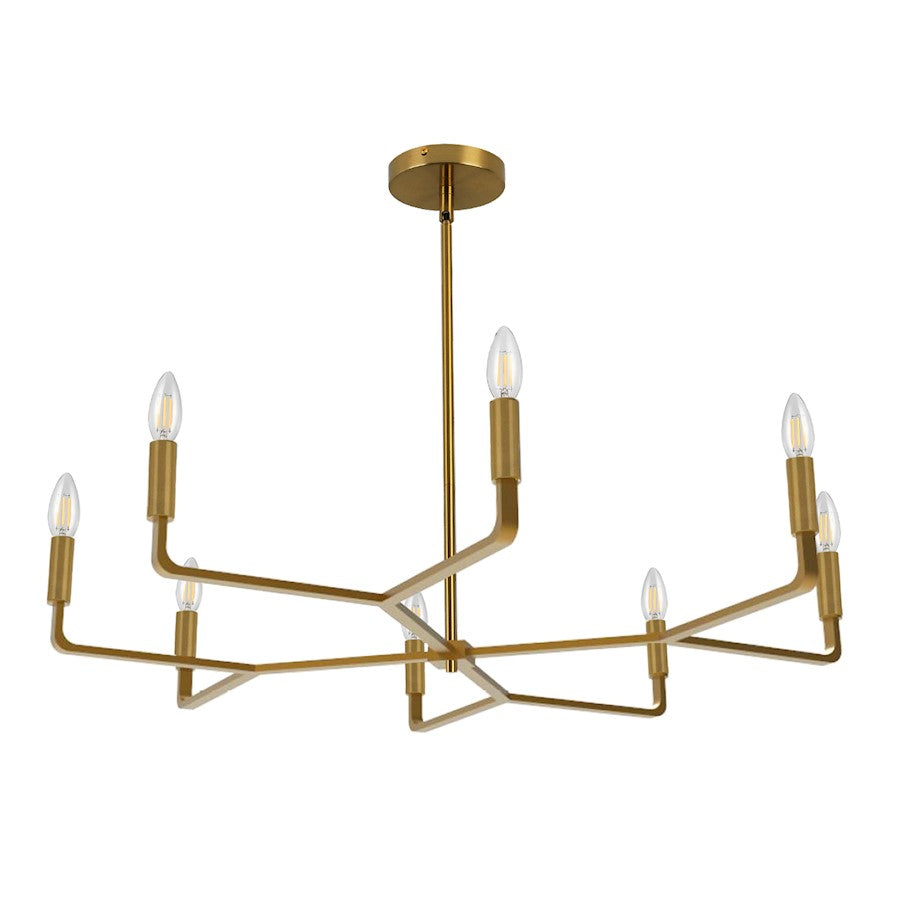 Dainolite Colette 32in 8-Light Chandelier | Contemporary Aged Brass Metal | Kitchen & Dining Room | 32 x 32 x 5 in | Model CLT-328-AGB