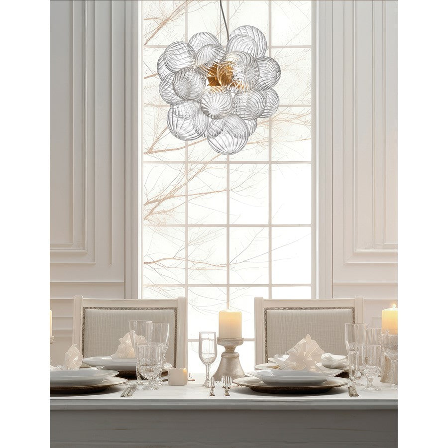 Dainolite Charlize 20in 6-Light Pendant | Contemporary Aged Brass and Clear Glass | Kitchen Island & Dining Room | Model CLZ-206P-AGB