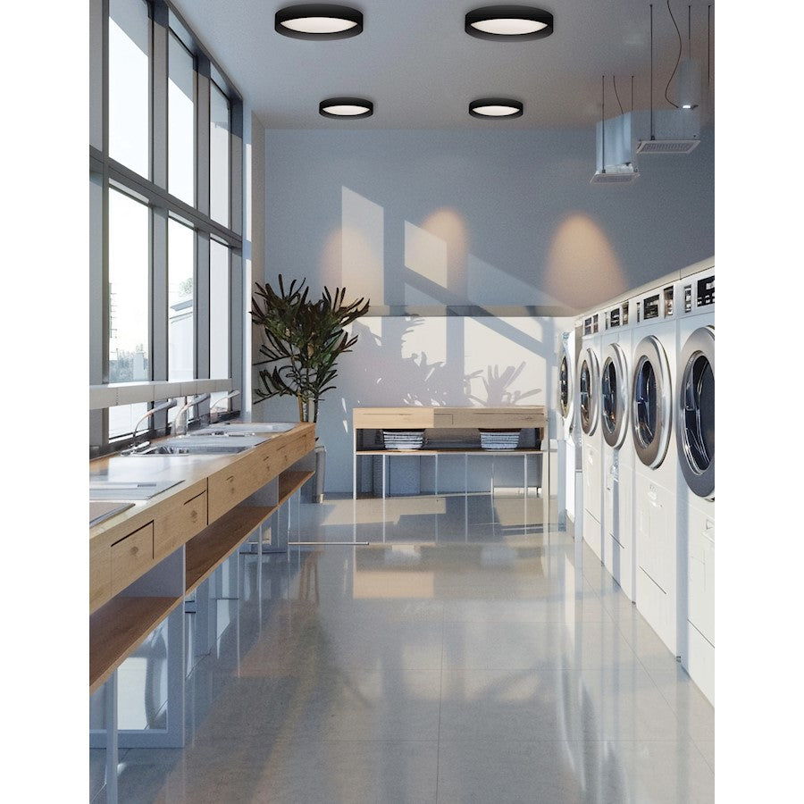 Dainolite Carmen 15in 1-Light Flush Mount | Modern Matte Black and White Acrylic | Bedroom & Hallway | 15 x 15 x 3 in | Model CMN-1522LEDFH-MB