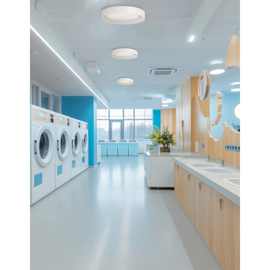 Dainolite Carmen 15in 1-Light Flush Mount | Modern Matte White and White Acrylic | Bedroom & Hallway | 15 x 15 x 3 in | Model CMN-1522LEDFH-MW