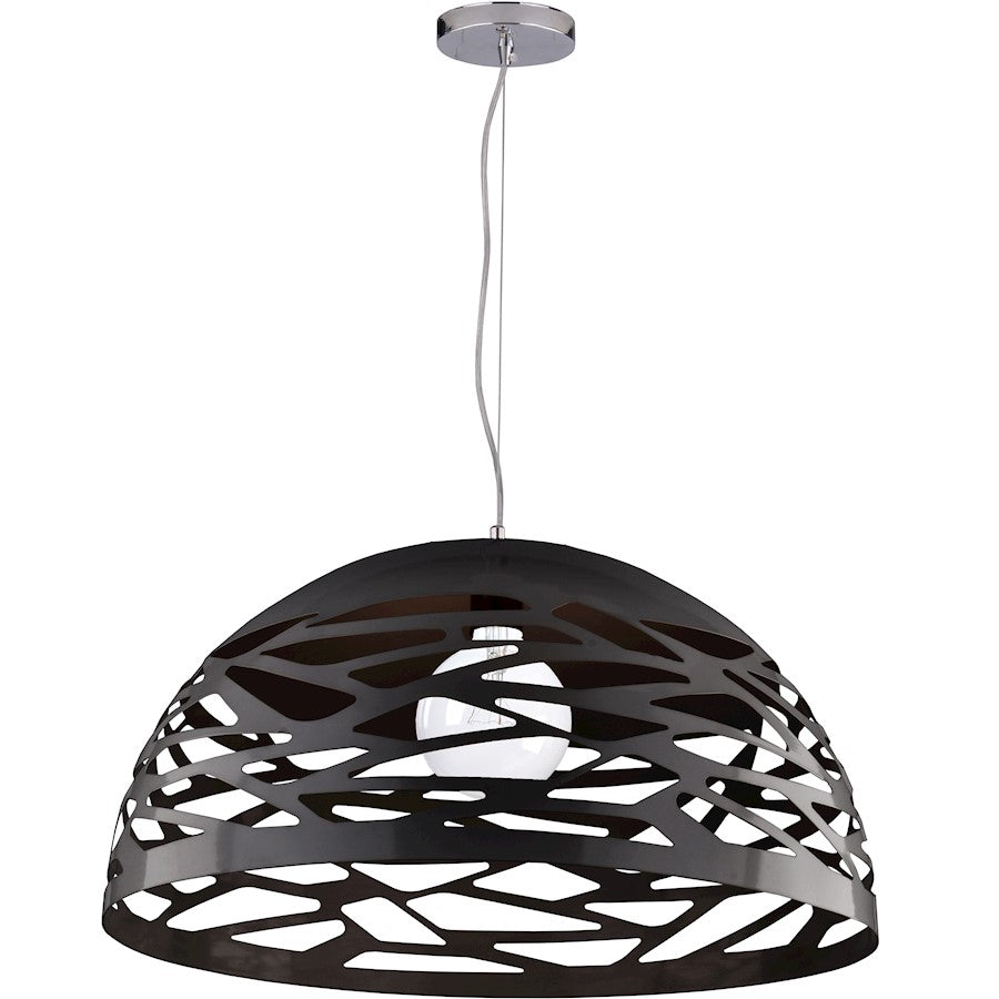 Dainolite Coral 20in 1-Light Pendant | Painted Matte Black Steel | Kitchen Island & Dining Room | 20 x 20 x 11 in | Model COR-201P-BK