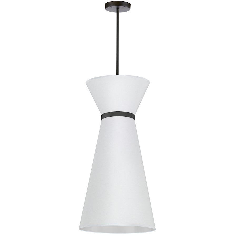 Dainolite Caterine 14in 1-Light Pendant | Transitional Matte Black and White Fabric | Kitchen Island & Dining Room | Model CTN-141P-MB-790
