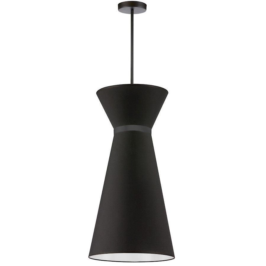 Dainolite Caterine 14in 1-Light Pendant | Transitional Matte Black Fabric and Black Fabric Tapered Drum | Kitchen Island & Dinette | Model CTN-141P-MB-797