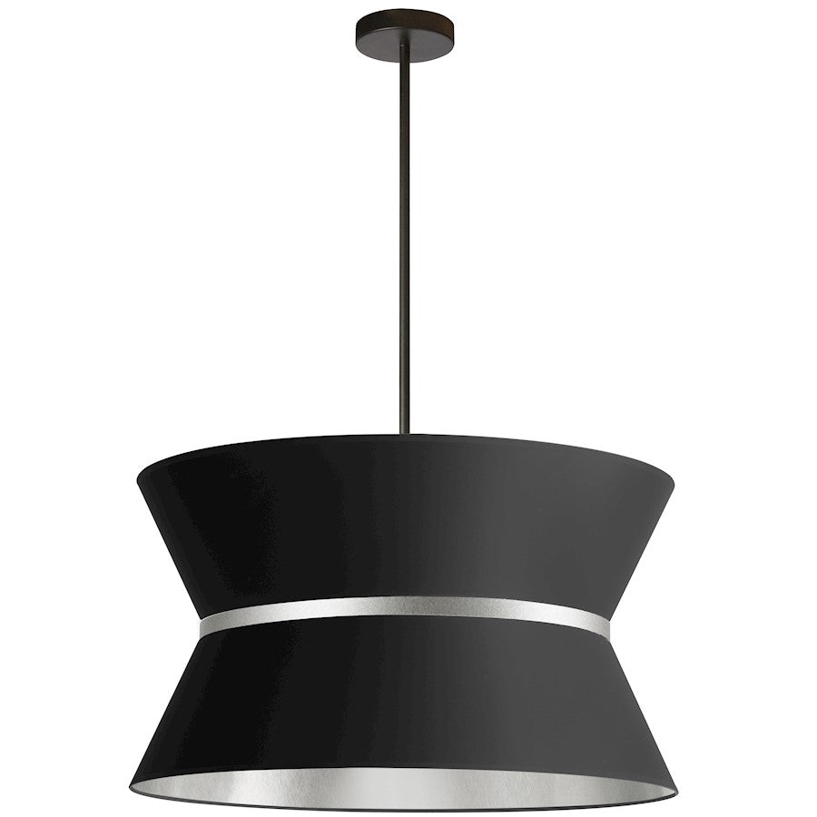 Dainolite Caterine 24in 4-Light Chandelier | Transitional Black and Silver Fabric and Matte Black | Dining Room & Living Room | Model CTN-244C-MB-697