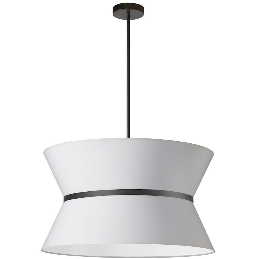 Dainolite Caterine 24in 4-Light Chandelier | White Fabric and Matte Black Metal | Dining Room & Living Room | 24 x 24 x 14 in | Model CTN-244C-MB-790