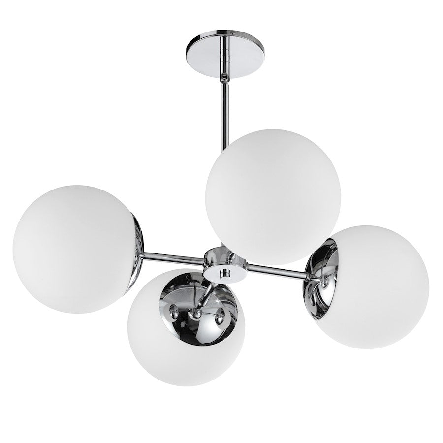 Dainolite Dayana 24in 4-Light Chandelier | Transitional Polished Chrome and Opal White Glass | Kitchen Island & Dining Room | 24 x 24 | Model DAY-244C-PC