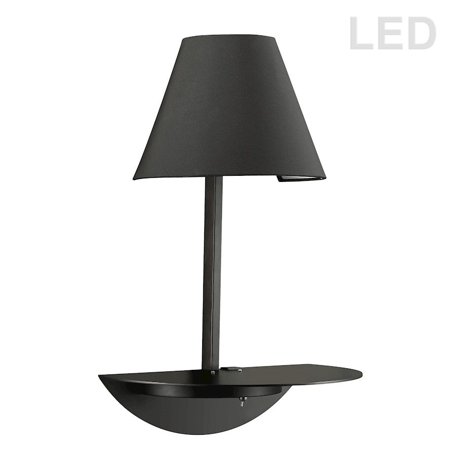 Dainolite DLED504-BK 1-Light LED Wall Sconce | Contemporary Matte Black and Black Hardback Shade | Living Room & Hallway Accent | Model DLED504-BK