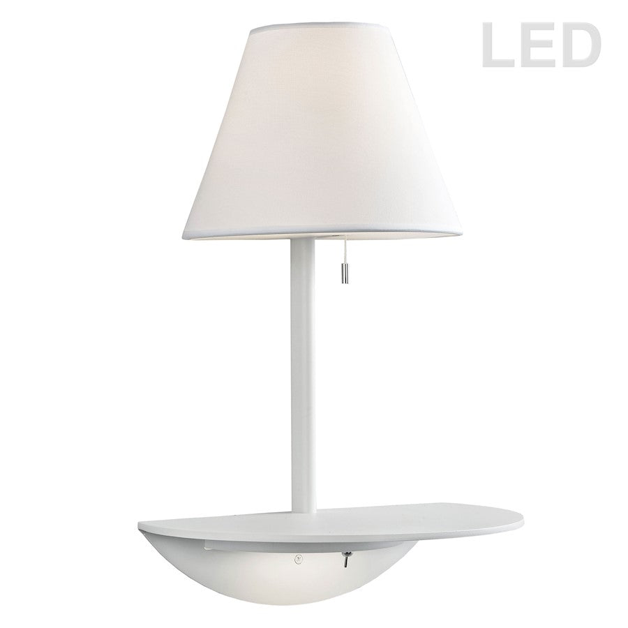 Dainolite DLED504 1-Light Wall Sconce | Modern White Painted Metal and White Hardback Shade | Bedroom & Hallway Accent Light | 9 x 14 x | Model DLED504-WH