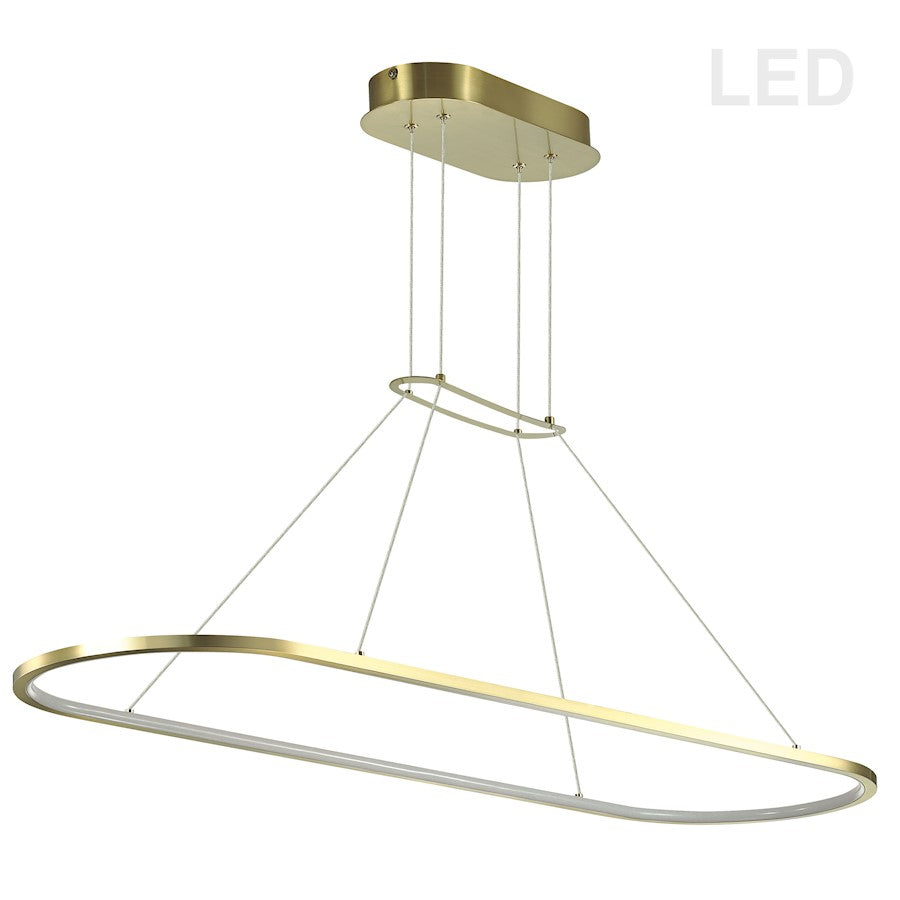 Dainolite Daytona 40in 1-Light Pendant | Modern Aged Brass Metal | Kitchen Island & Dining Room | 12-72in Drop, 3200 Lumens | Model DTA-4046LEDHP-AGB