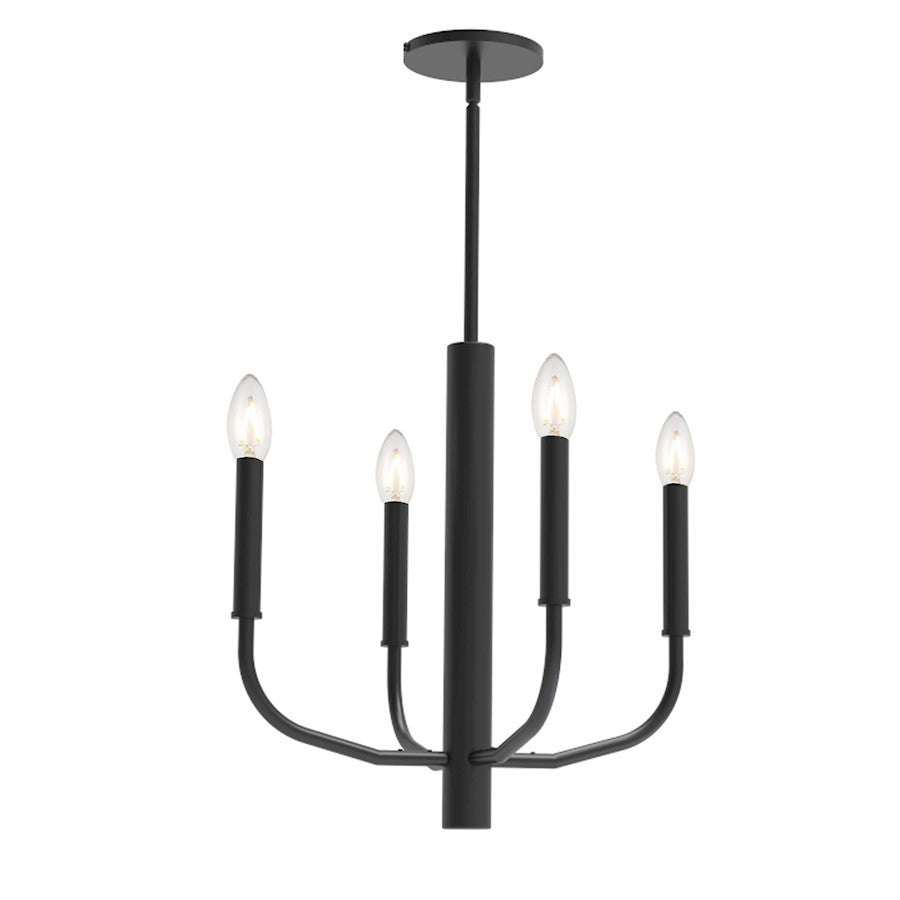 Dainolite Eleanor 16in 4-Light Chandelier | Matte Black Metal | Dining Room & Foyer | 16 x 16 x 16 in | Model ELN-164C-MB