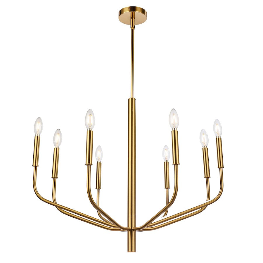 Dainolite Eleanor 32in 8-Light Chandelier | Aged Brass Metal | Dining Room & Living Room | 32 x 32 x 28 in | Model ELN-328C-AGB