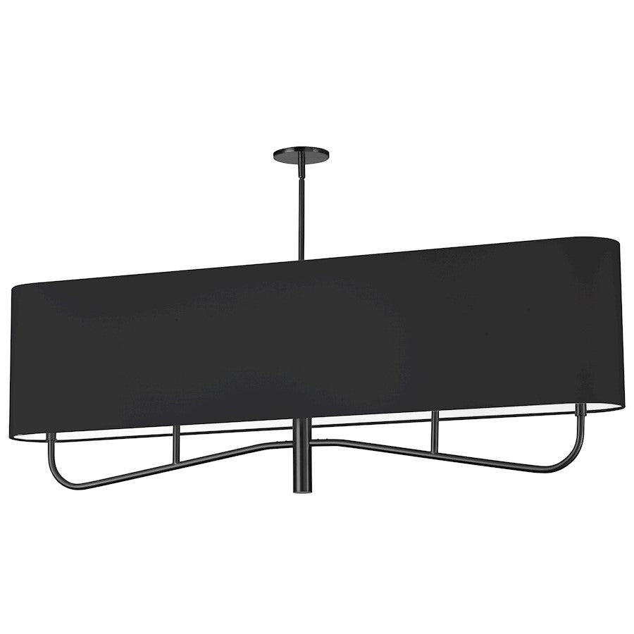 Dainolite Eleanor 54in 4-Light Chandelier | Transitional Matte Black and Black Fabric | Dining Room & Foyer | 54 x 7 x 19 in | Model ELN-544HC-MB-797