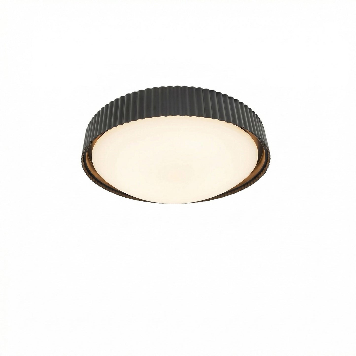 Dainolite Fabiana 13in 1-Light LED Flush Mount | Transitional Matte Black Metal and White Glass | Hallway & Bathroom Ceiling | 13 | Model FBN-1330LEDFH-MB