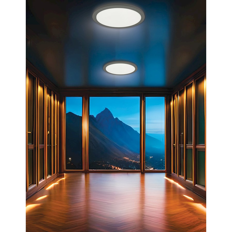 Dainolite Franchesa 16in 1-Light LED Flush Mount | Contemporary Matte Black and White Acrylic | Bedroom & Hallway | 3300lm | Model FCA-1630LEDFH-MB