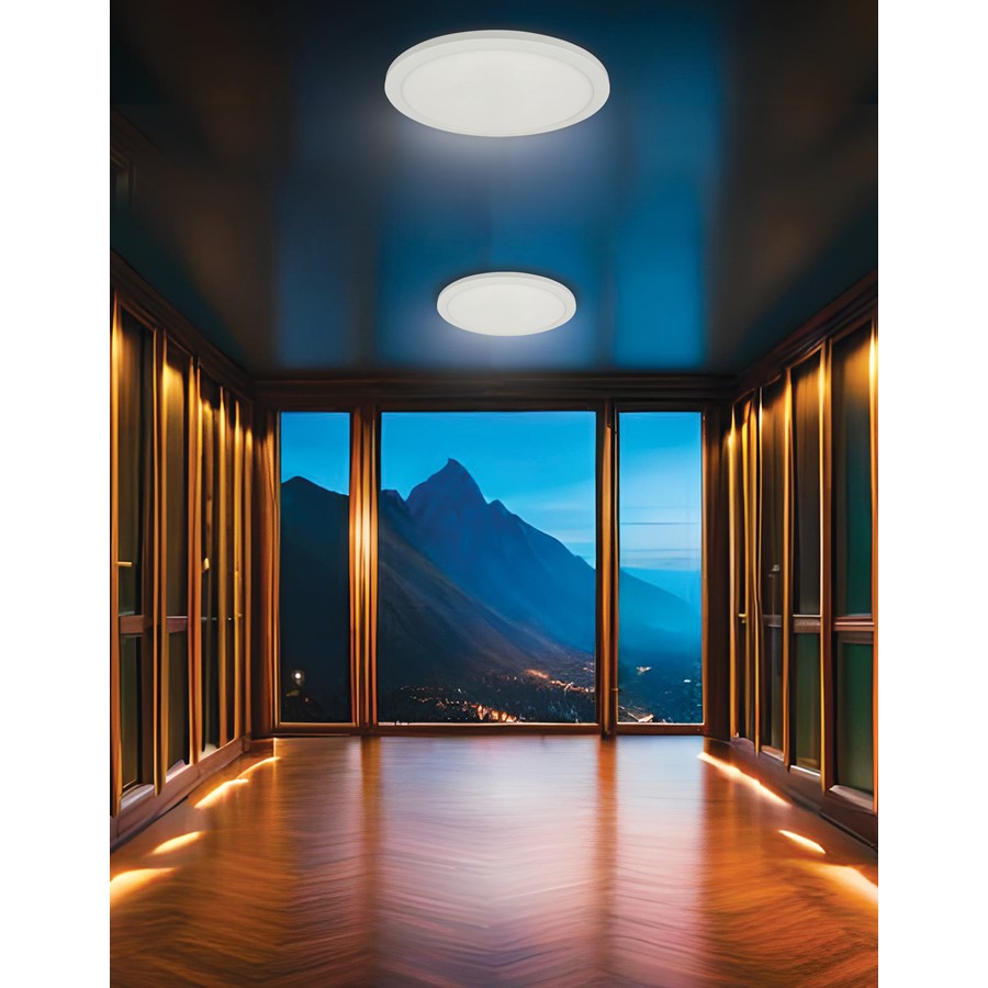 Dainolite Franchesa 16in 1-Light LED Flush Mount | Contemporary Matte White and White Acrylic | Bedroom & Hallway | 3300lm | Model FCA-1630LEDFH-MW