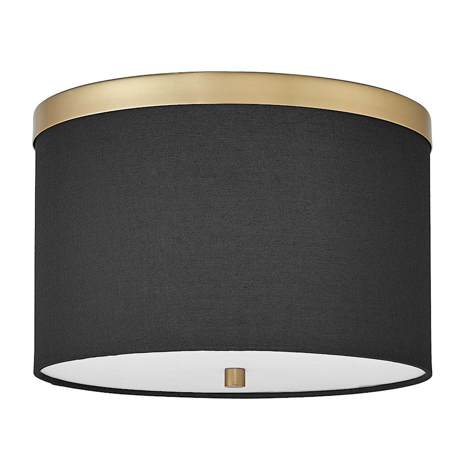 Dainolite Frederica 2-Light Flush Mount | Contemporary Aged Brass and Black Fabric Shade | Living Room & Foyer Ceiling Light | Model FRD-122FH-AGB-BK