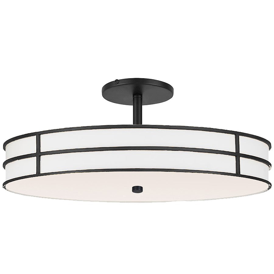 Dainolite Fulvia 20in 3-Light Semi-Flush Mount | Contemporary Matte Black and White Glass | Bedroom & Hallway | 20 x 20 x 4 in | Model FVA-203SF-MB