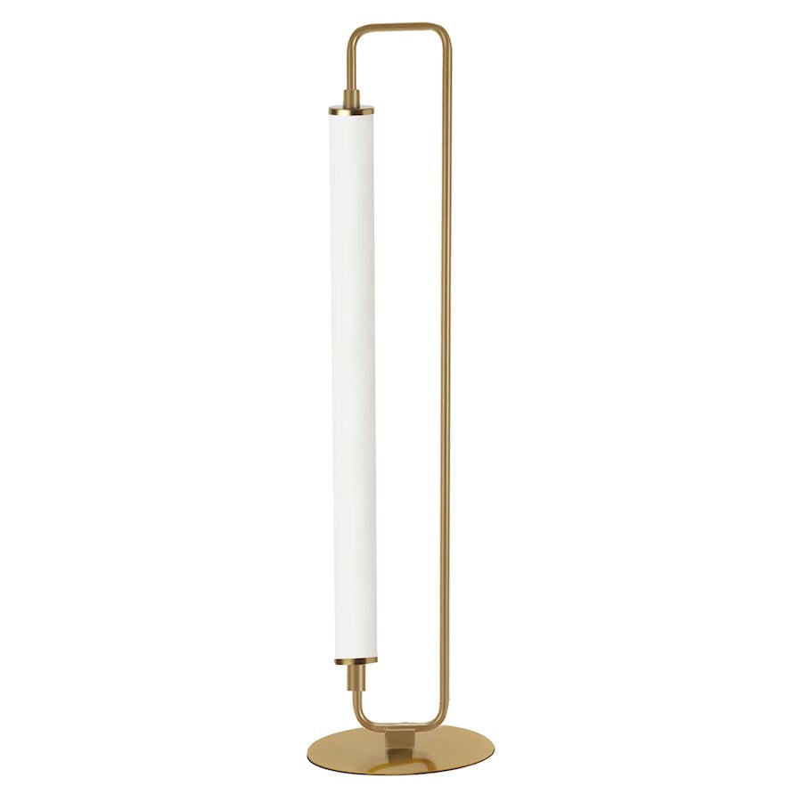 Dainolite Freya 26in 1-Light LED Table Lamp | Transitional Aged Brass and White Acrylic | Bedroom & Office Desk | Model FYA-2620LEDT-AGB