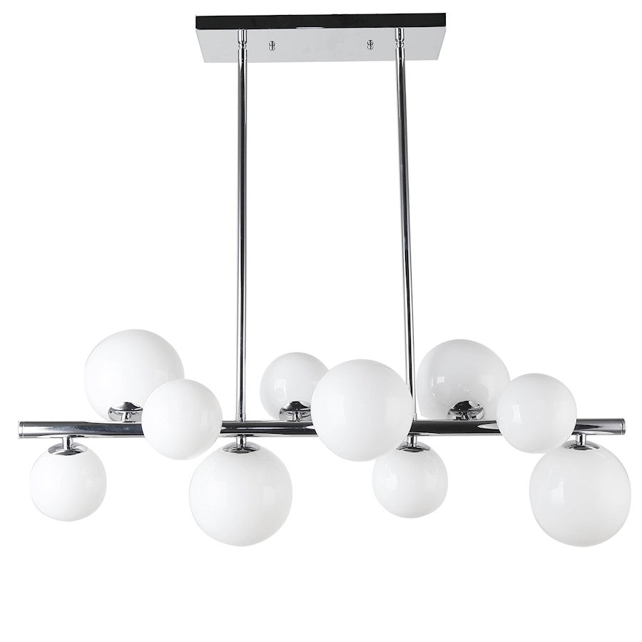 Dainolite Glasgow 31in 10-Light Horizontal Pendant | Polished Chrome and Frosted Glass | Kitchen Island & Dining Room | Model GLA-3110HP-PC