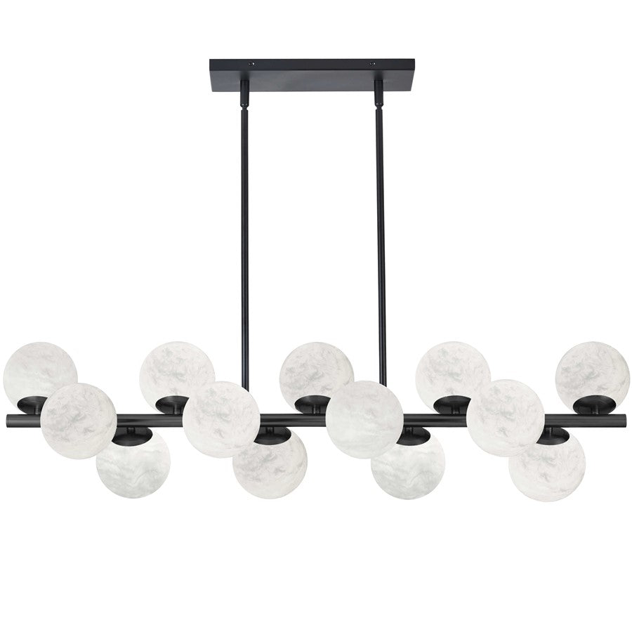 Dainolite Giovanna 40in 13-Light Horizontal Pendant | Contemporary Matte Black and Alabaster Glass | Kitchen Island & Dining | Model GVA-4013HP-MB