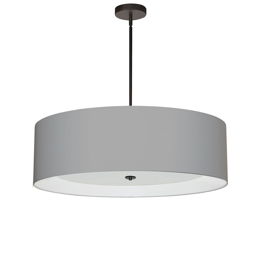 Dainolite Helena 30in 4-Light Pendant | Contemporary Matte Black and Grey Fabric Drum Shade | Living Room & Dining Room | 30 x 30 | Model HEL-304P-MB-GRY