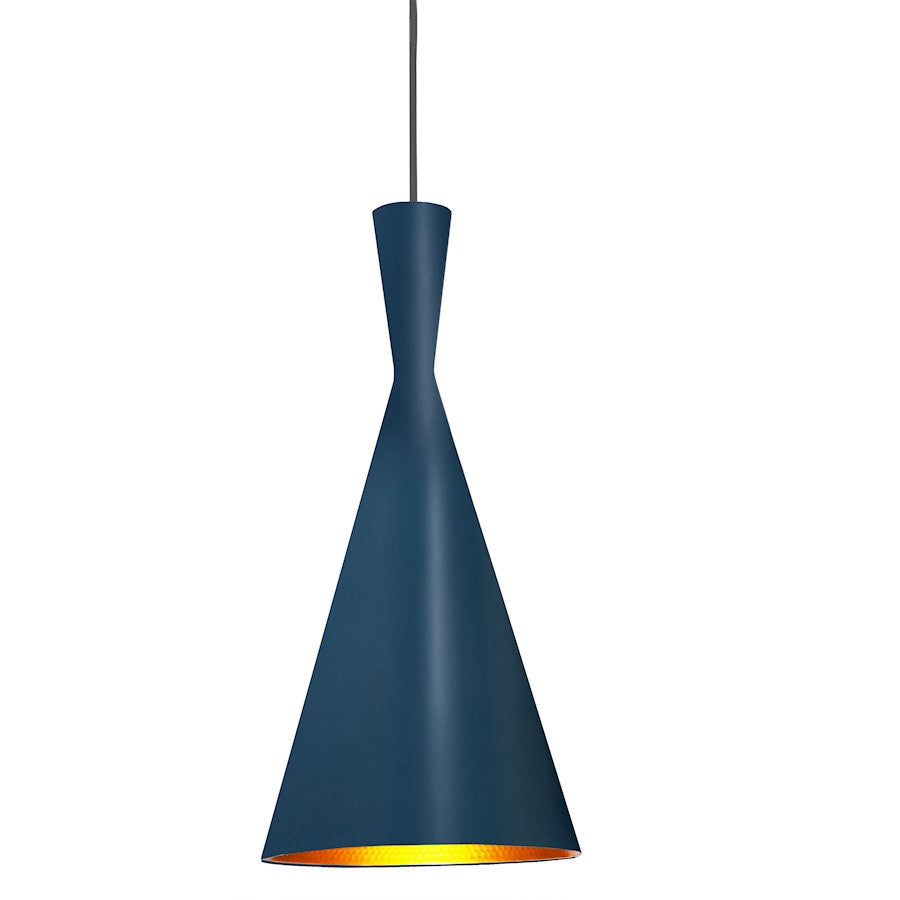 Dainolite Helsinki 8in 1-Light Pendant | Contemporary Blue Painted Metal and Gold Electroplated Interior | Kitchen Island & Dining | Model HKI-81P-BL-GLD